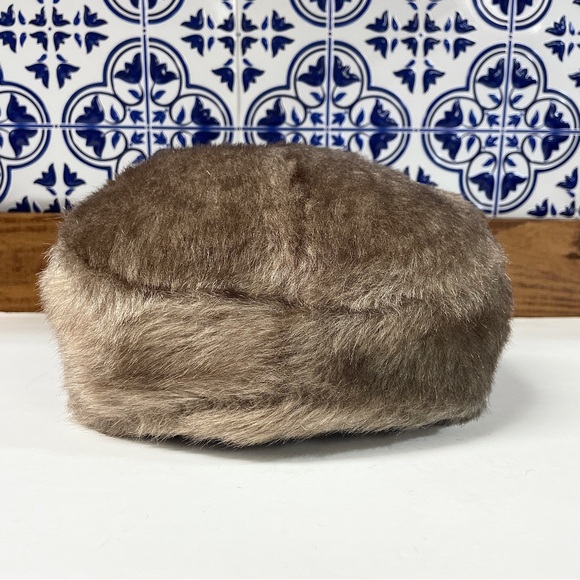 Vintage 1960s Brown Faux Fur Mid Century Pillbox Hat Mod Jackie O Style 22” - Picture 5 of 7